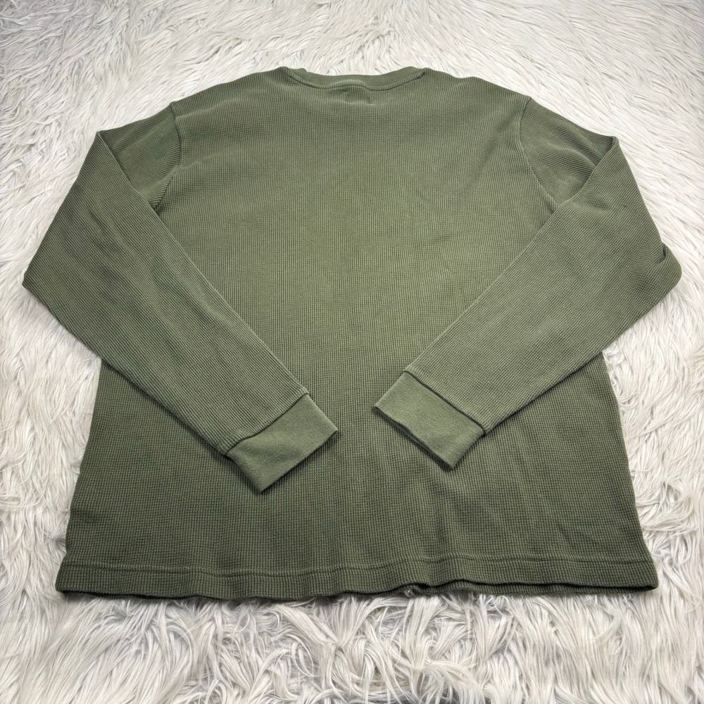 Gap Men's M Green Crew Waffle Knit Long Sleeve Top Thermal Cabincore Normcore - Picture 4 of 4